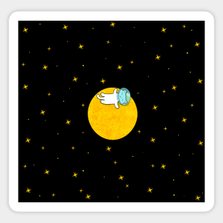 Cat and a moon, minimalist Sticker